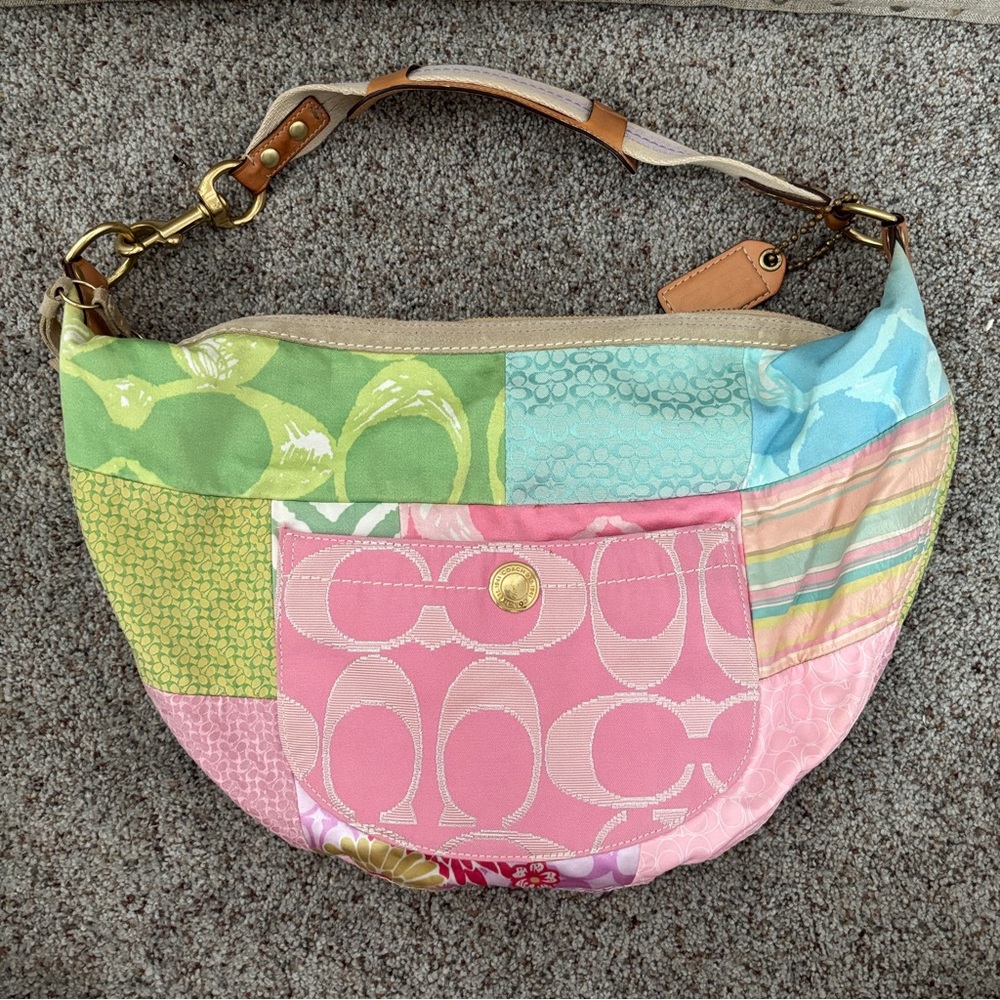 COACH HOBO/Shoulder Patchwork Pastel Bag